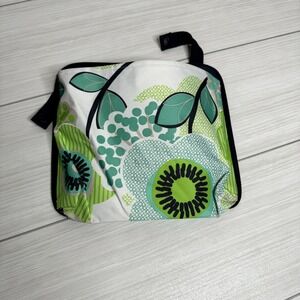 Thirty One 31 Patterned Flat Organizer Pouch Bag Navy‎ Blue Strap Snap Closure